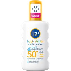 Nivea Sun Babies & Kids Sensitive Sun слънцезащитен спрей, SPF50+ (200 мл)