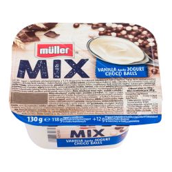 Müller Mix йогурт със зърнени топчета обвити в шоколад (130 г)