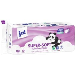 JA! тоалетна хартия, четирипластова, 10 бр. х 200 къса, 10 бр. (800 г)