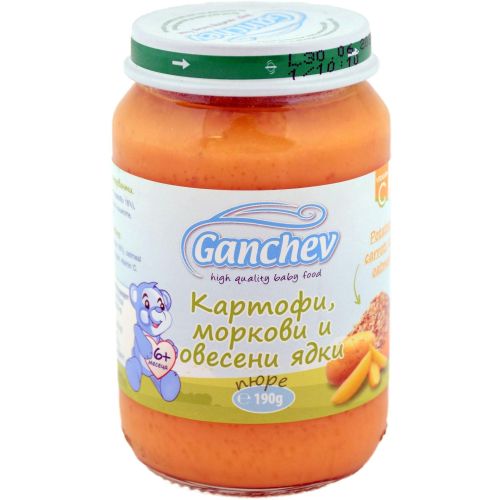 Ганчев пюре картофи, моркови и овесени ядки, 6+ месеца (190 г)