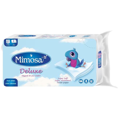 Mimosa тоалетна хартия бяла делукс, 100% целулоза (16 бр.)