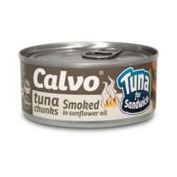 Calvo пушени парчета риба тон в слънчогледово олио (142 г)