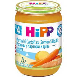 Hipp био пюре моркови с картофи и дива сьомга (190 г)