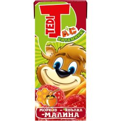 Tedi сок от моркови, малина и ябълка 43% (200 мл)