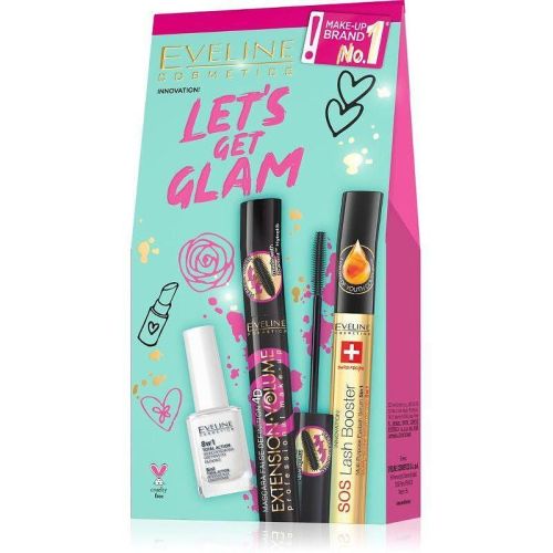 Eveline Cosmetics Let’s Get Glam комплект SOS Lash Booster, Nail 8in1, спирала (1 бр.)