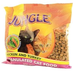Jungle храна за котки гранули пиле и пуйка (200 г)