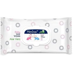 Mimosa бебешки влажни кърпи алое вера, с капак (64 бр.)