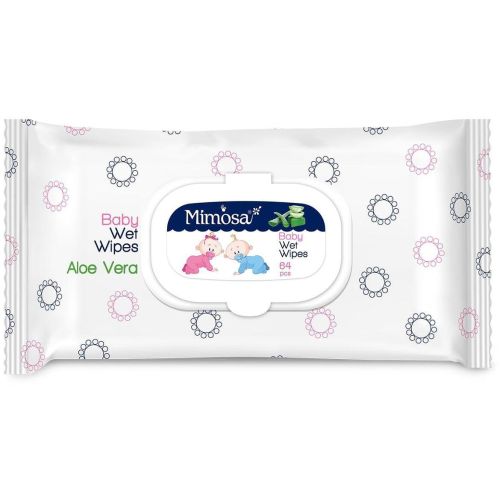Mimosa бебешки влажни кърпи алое вера, с капак (64 бр.)