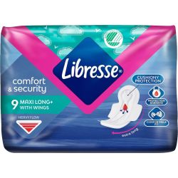 Libresse Comfort & Security Maxi Long+ дамски превръзки с крилца (9 бр.)