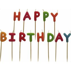 Свещи за торта Happy Birthday, букви (1 бр.)
