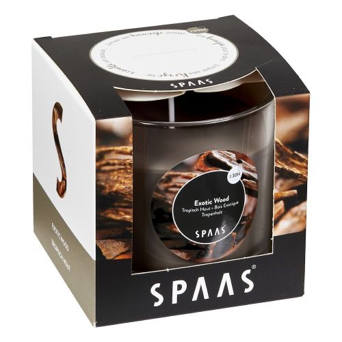 Spaas свещ в чаша за подарък, екзотично дърво (1 бр.)
