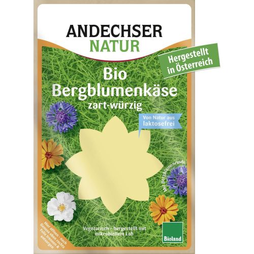 Andechser Natur био сирене слайс планински цвят 50% без лактоза (125 г)