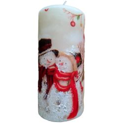 Коледна свещ снежни човечета, 20 см (1 бр.)