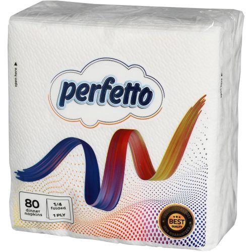 Perfetto бели салфетки, сгънати, 1/4, 80 бр. (100 бр.)
