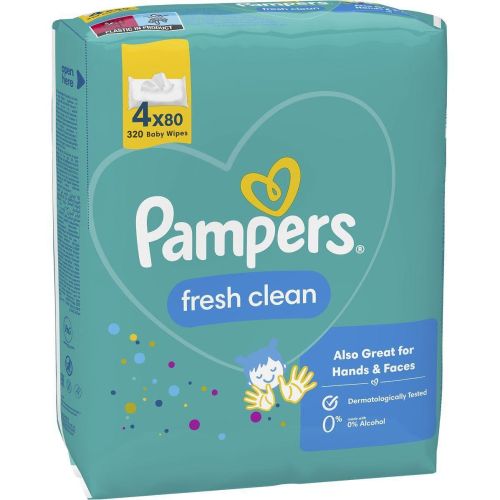 Pampers Fresh Clean мокри кърпички, 4 бр. х 80 бр. (320 бр.)