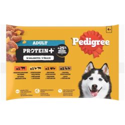 Pedigree Adult Protein+ мокра храна за кучета, асорти, 4 бр. × 85 г (340 г)