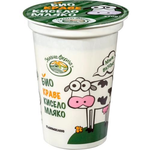 Зелена ферма био краве кисело мляко 3.6% (370 г)