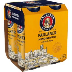 Paulaner Münchner Hell бира в кен 4.9%, 4 бр. х 500 м (2 л)