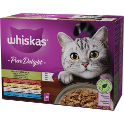 Whiskas Pure Delight пауч храна за котки микс, 12 бр. х 85 г (1.02 кг)