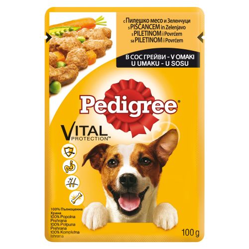 Pedigree пауч с пилешко месо и зеленчуци (100 г)