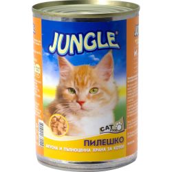 Jungle храна за котки хапки пиле, консерва (410 г)