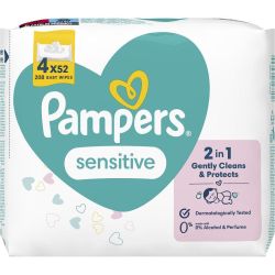 Pampers Sensitive кърпички, 4 х 52 бр. (208 бр.)