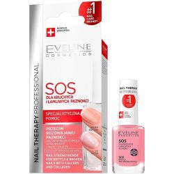 Eveline Cosmetics Nails SOS балсам за нокти с калций и колаген (12 мл)