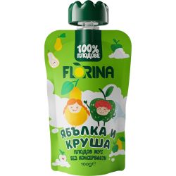 Florina плодов мус ябълка, круша (100 г)