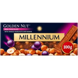 Millennium Gold млечен шоколад с цели лешници и стафиди (100 г)