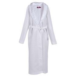 PNG халат за баня вафел с шал яка, бял, размер L (1 бр.)