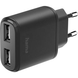 Hama зарядно 220V C, 2х USB Type-A порта, 12W, черно (1 бр.)