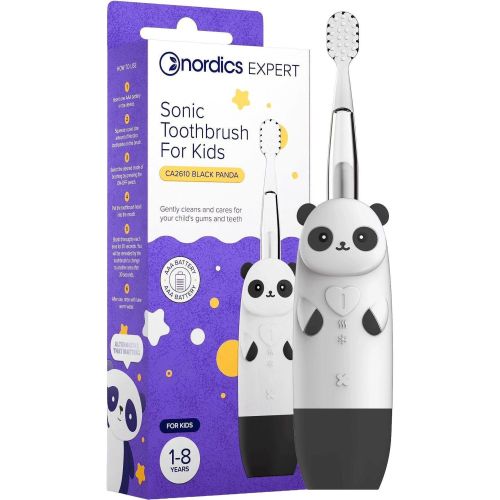 Nordics Expert детска електрическа четка за зъби, панда, черна (1 бр.)