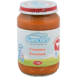 Ганчев пюре спагети болонезе, 4+ месеца (190 г)