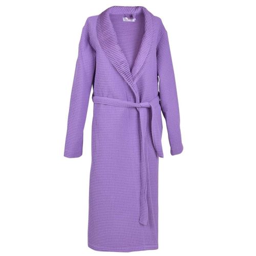 PNG халат за баня вафел с шал яка, лилав, размер XL (1 бр.)