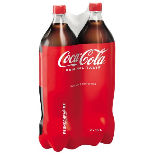 Coca-Cola Original Taste газирана безалкохолна напитка, 2 бр. х 1.5 л (3 л)
