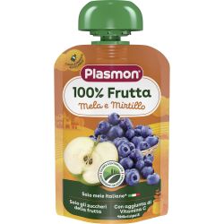 Plasmon плодова закуска ябълка с боровинка, 6+ м (100 г)