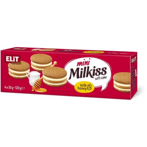 Elit Sweets Milkiss мини кейк мед и мляко, 4 бр. х 30 г (120 г)