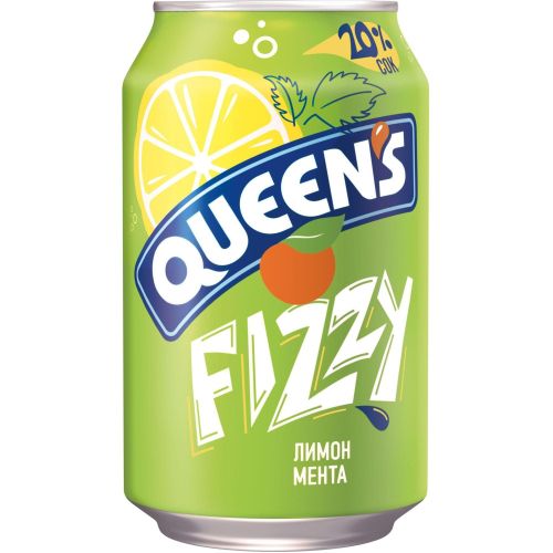 Queen's Fizzy газирана напитка лимон и мента 20% (330 мл)