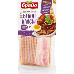 Браво деликатесен пушен бекон, слайс (160 г)