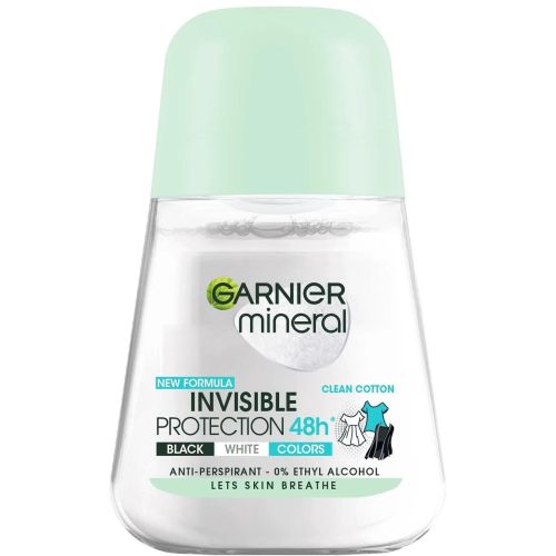 Garnier Mineral Clean Cotton Invisible Protection Black, White, Colors рол он (50 мл)