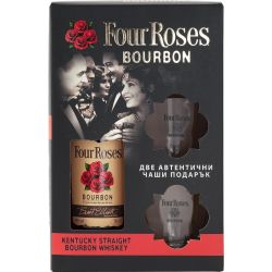 4 Roses бърбън уикси, 700 мл + 2 чаши (700 мл)