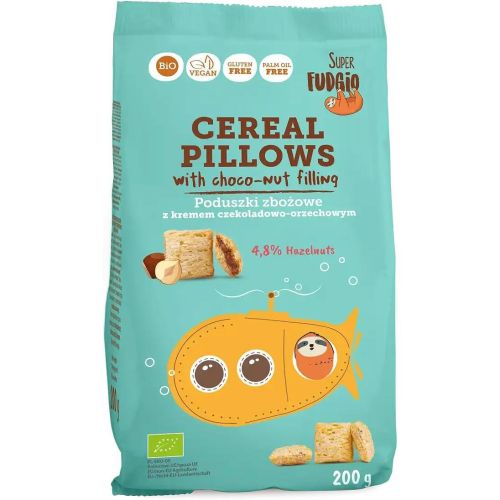 Super Fudgio био веган безглутенови зърнени възглавнички с шоколадово-лешников крем (200 г)