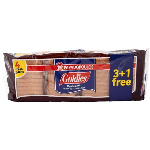 Papadopoulos Goldies пълнозърнести сухари, 3+1 (320 г)
