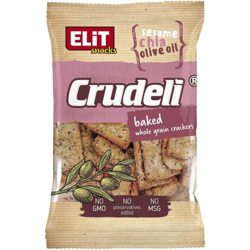 Elit Crudeli пълнозърнести крекери със сусам, чиа и зехтин (140 г)