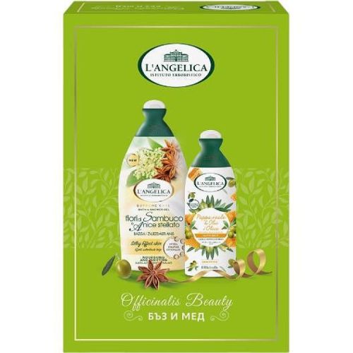 L'angelica Officinalis комплект душ гел / пяна за вана бъз и звездовиден анасон, 500 мл + шампоан пчелно млечице и маслина 250 мл (750 мл)