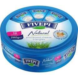Fivepi натурално топено сирене на сектори, 16 порции (280 г)