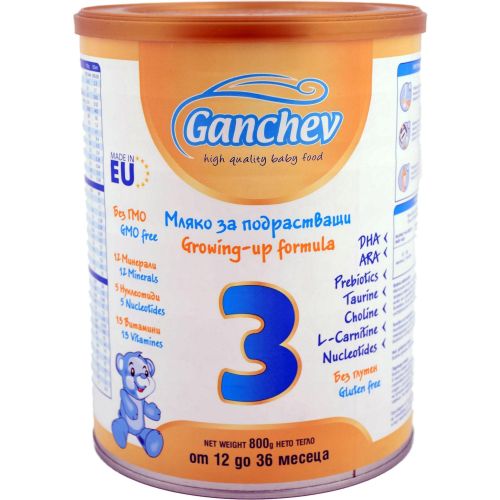 Ганчев адаптирано мляко с пробиотик 3, 1 - 3 години (800 г)