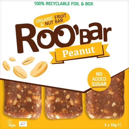 Roobar био фъстъчен бар, 3 бр. х 30 г (90 г)