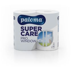 Paloma Super Care Pro Window XXL еднопластова хартия за почистване на прозорци, 2 рула в опаковка (1 бр.)