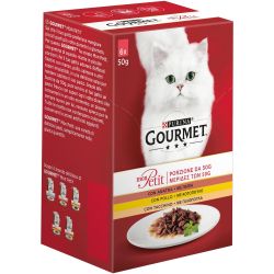 Purina Gourmet Mon Petit храна за котки - хапки в сос с птиче асорти, 6 бр. х 50 г (300 г)
